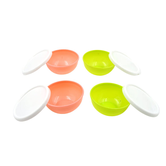 Multipurpose Small Round Plastic Bowl / Katori With Lid, Chutney Bowl (4 Pcs Set)