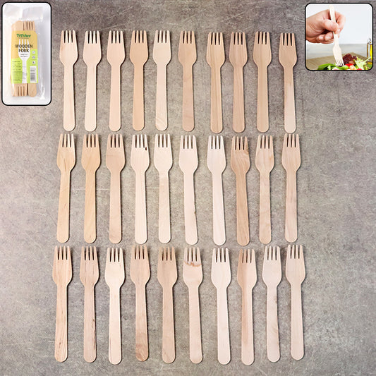 Freshee 160mm Wooden Fork 30 Pcs Pack