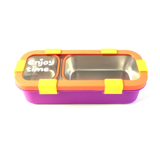 Stainless Steel Leak-proof Lunch Box With 2 Compartments With Spoon Fork