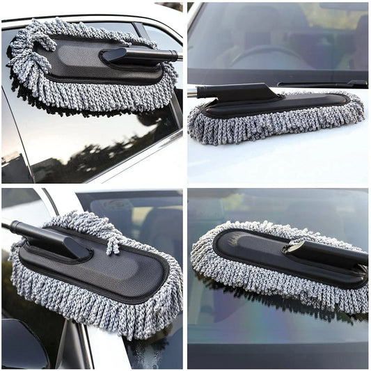 Car Duster, Long Retractable Soft Non-Slip Handle - key feature close-up