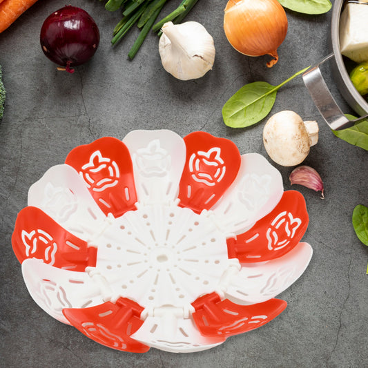2611 Folding Fruit Basket Foldable Basket Fruit Bucket Basket With Hanging Stand Fruit And Vegetables Basket Foldable Lotus Shape Basket Tray For Multi-use (1 Pc)