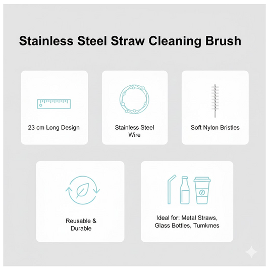 Stainless Steel Straw Cleaning Brush Drinking Pipe, 23Cm 1 pcs