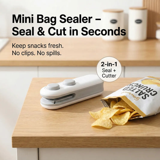 Mini Bag Sealer, 2 in 1 Seal & Cutter Heat Sealers - key feature close-up