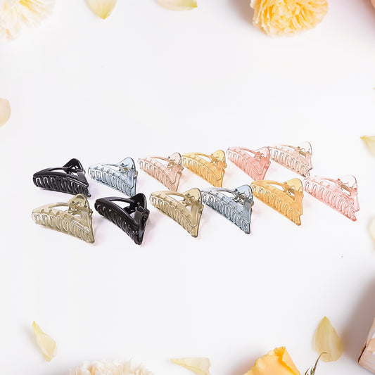 Triangle Shape Mix Color Plastic Hair Claw Clip 12 Pc Durable Grip For Women And Girls