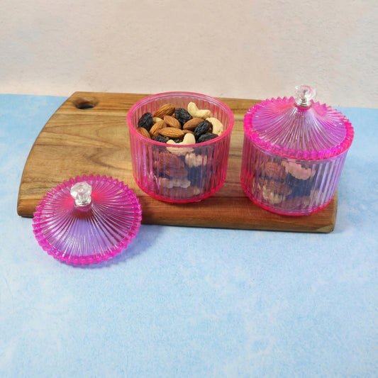 Plastic Luxury Transparent Dry Fruit Storage Jars (2 Pc)