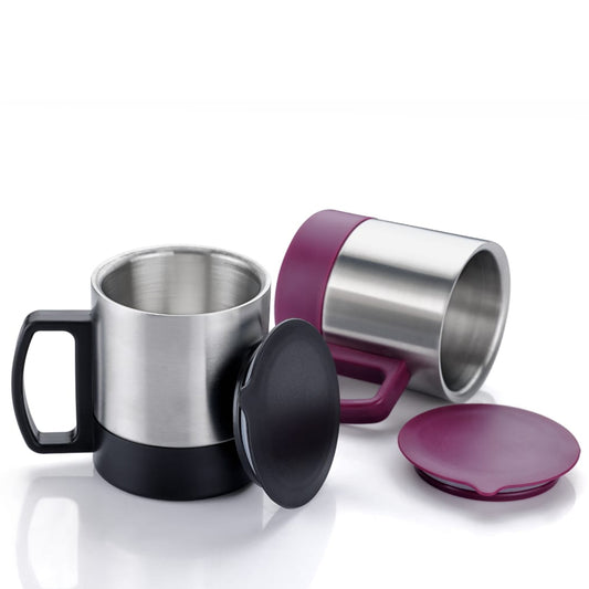 5565 Stainless Steel Coffeetea Cup Stainless Steel Lid Cover Hot Coffeetea Mug Hot Insulated Double Wall Stainless Steel Coffee And Milk Cup With Lid Handle Easy To Carry - Coffee Cup (1 Pc)