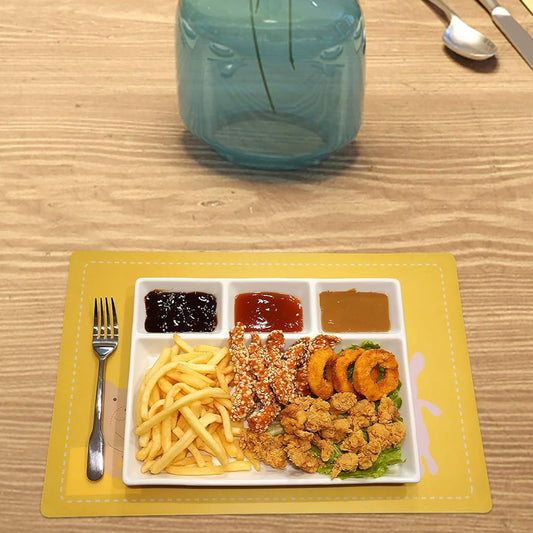 Plastic 4-compartment Rectangular Meal Serving Tray Plate (1 Pc White)
