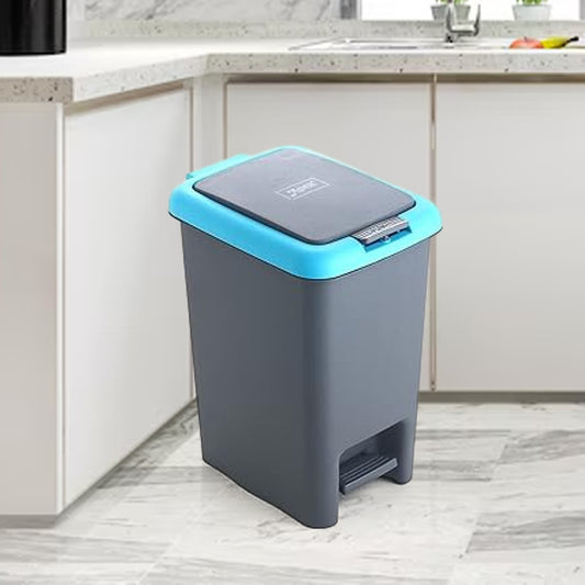 Apex Plastic Push N Pedal Dust Bin Hands-free Operation Compact Design 6.5 Liters (1 Pc Mix Color)