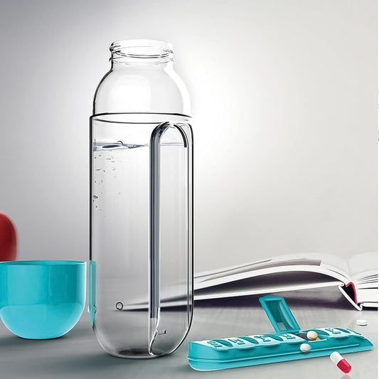 12911 Pill Vitamin Bottle Water Bottle Multi Functional Use For Traveling Outdoor Use Water Bottle Travelling Kit Summer Special Bottle (600 Ml Mix Color )