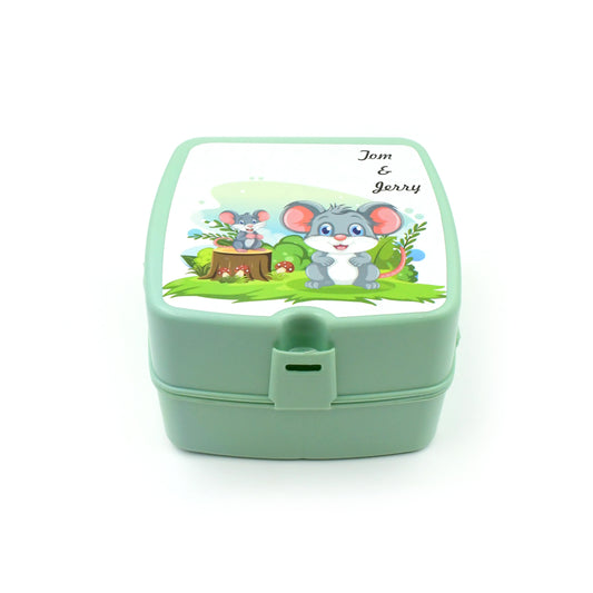 5787 Double-layer Square Lunch Box With Spoon 4 Compartment Tiffin Push Lock Plastic Tiffin Box For Travelling School Kids Office Exclusive Home
