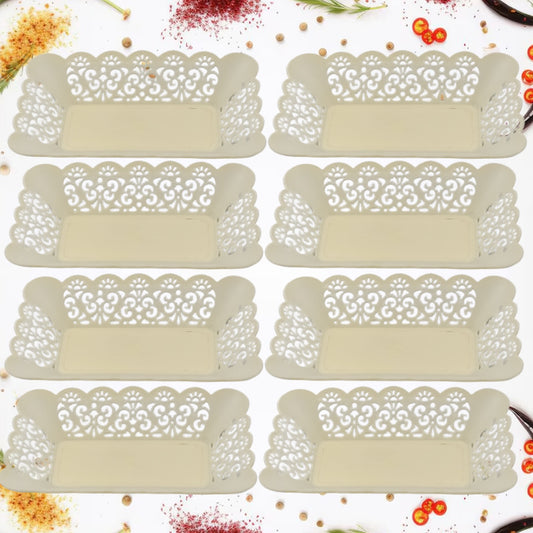 10033 Rectangle Plastic Dinner Plate Snacks Breakfast Restaurant Serving Trays Home School Coffee Hotel Kitchen Office (8 Pcs Set)