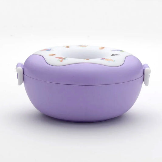 Donut Shaped Double Insulated 3 Compartment Lunch Box (1 Pc Mix Color)