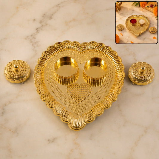 Heart Shaped Kankavati Kumkum Holder For Puja And Tilak Rituals (1 Pc)