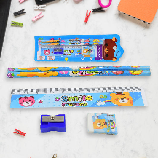 4580 Cartoon Wooden Pencil Set For Kids Boys Return Gifts Birthday Party Space Stationary Set Pencil Eraser Sharpener Combo Kit For Kids Boys