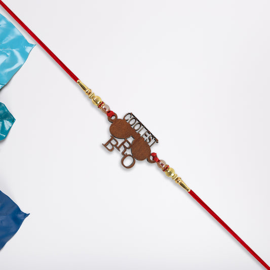 Trendy Wooden Rakhi For Brother Coolest Bro Design With Sunglass Motif Decorative Beads