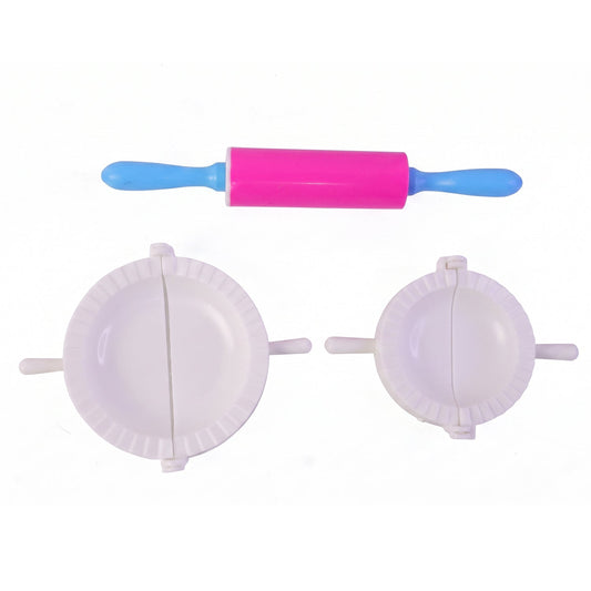 Dumpling Maker Mould Set With Mini Rolling Pin For Momo And Gujiya (1 Set)