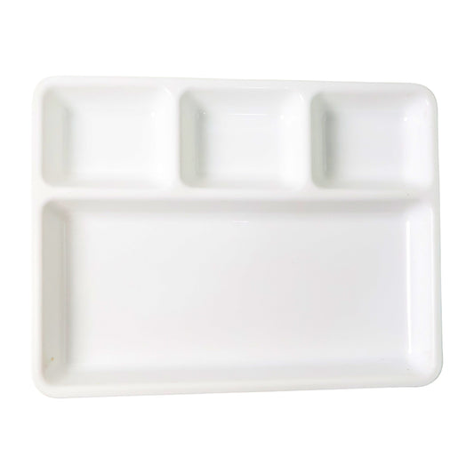 Plastic 4-compartment Rectangular Meal Serving Tray Plate (1 Pc White)