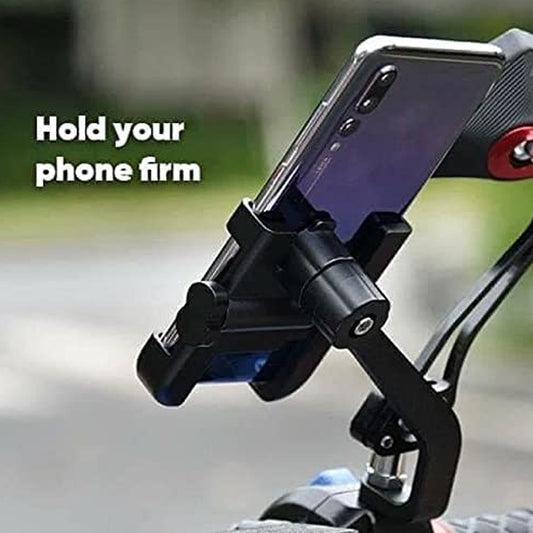 6706 Mobile Phone Holder With Easy Adjustable Rear View Mirror Mount Solid Metal Cradle Stand Suitable For Bike Mobile Phones