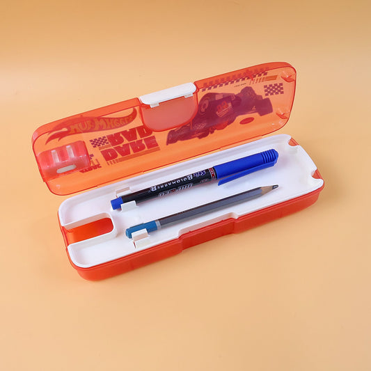 Plastic Pencil Box with LED Light & Cartoon Print (1 Pc)