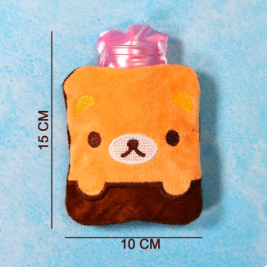6527 Brown Panda Print Small Hot Water Bag With Cover For Pain Relief Neck Shoulder Pain And Hand Feet Warmer Menstrual Cramps.