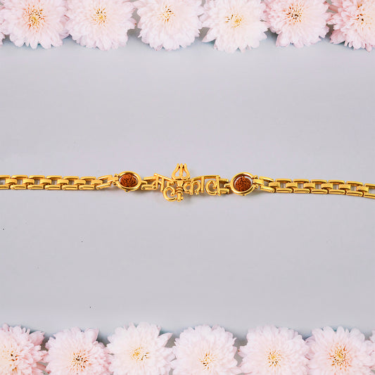 Mahakal Trishul Design Rudraksh Beads Bracelet Rakhi