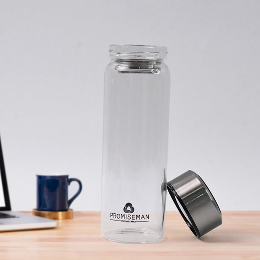 Outdoor Sport Glass Water Bottle With Steel Lid 500 Ml Approx)