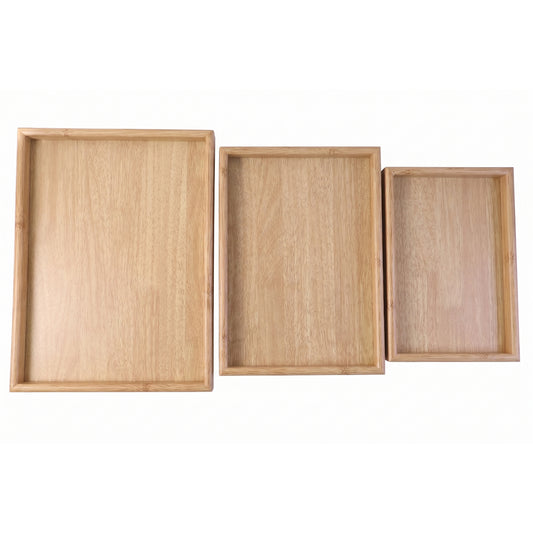 Wooden Finish Multipurpose Serving Tray Set (3 Pc)