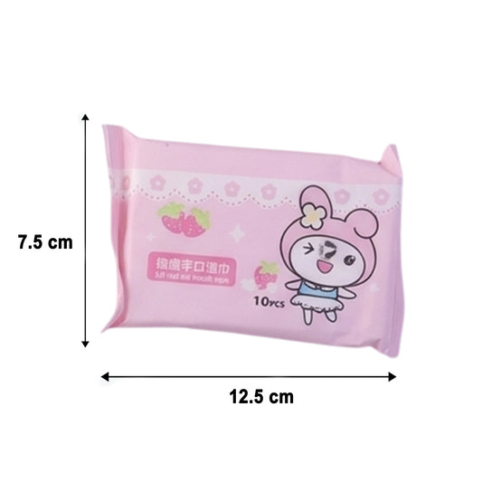 Cartoon Printed Soft Wet Wipes Pack 100pc (10 Pack X 10 Pc Each)