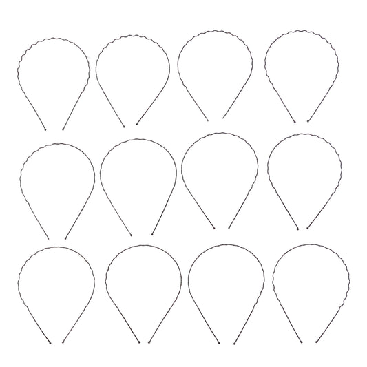 Premium Metal Wave Hair Bands For Men Women (12 Pc)