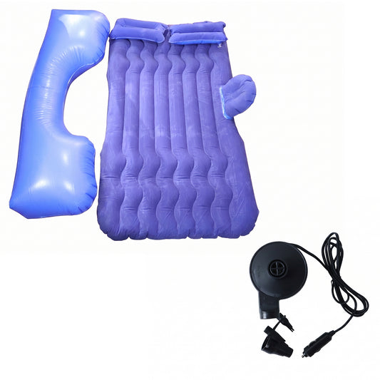 Portable Car Air Mattress Bed Set With Pump Pillows Inflatable (Dark Blue)