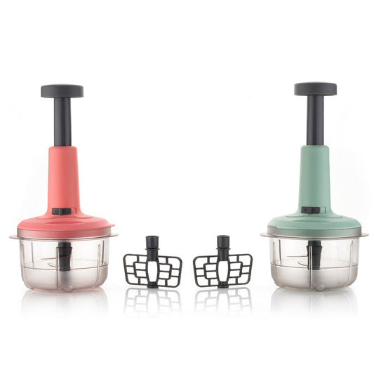 5102 2in1 Push Chopper 800ml Stainless Steel Blade Quick Powerful Manual Hand Held Food Chopper To Chop Cut Fruits Vegetables Herbs Onions For Salsa Salad