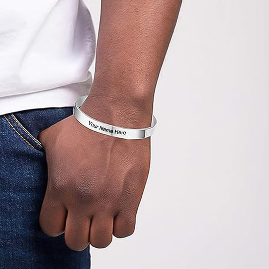Customized Personalized Stylish Kada Bracelet (1 Pc Silver)
