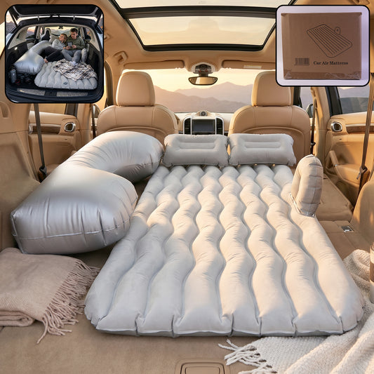 Portable Car Air Mattress Bed Set With Pump Pillows Inflatable (Grey)