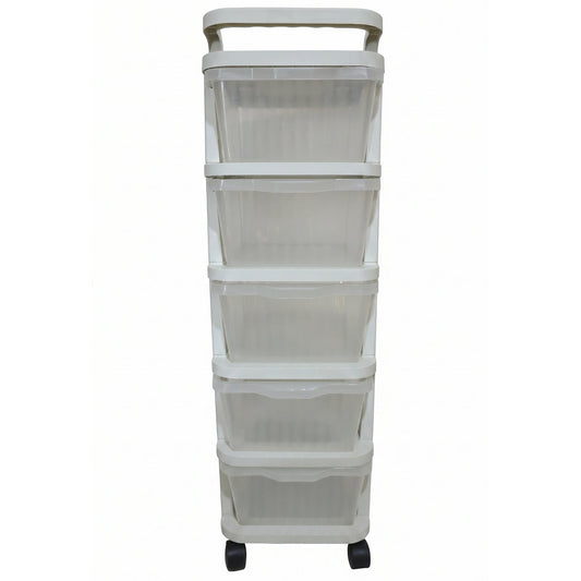 5 Layer Plastic Storage Drawer Rack Organizer With Wheels For Home (1 Pc)