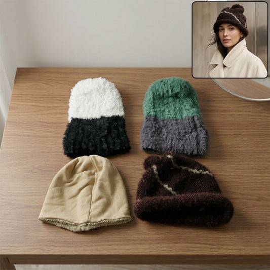 Winter Warm Woolen Beanie Cap For Men Women (1 Pc Mix Desin)