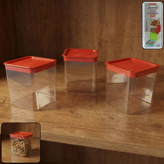 3 Piece Airtight Food Storage Container Set (1 Set 350 Ml)
