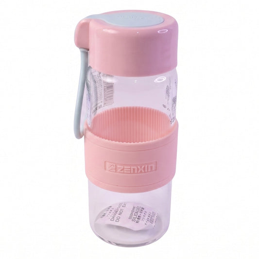 Portable Glass Water Bottle 230ml With Silicone Sleeve And Carry Strap (1 Pc)