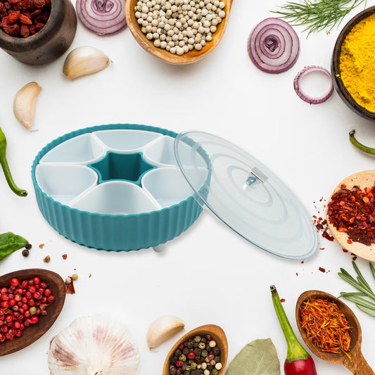 5811 360 Revolving Spice Box Dry Fruit Box Plastic 7 Compartment Box Suitable For Multipurpose Storage Use Like Dry Fruit Spices Pickle Tea Sugar Etc Kitchen Use