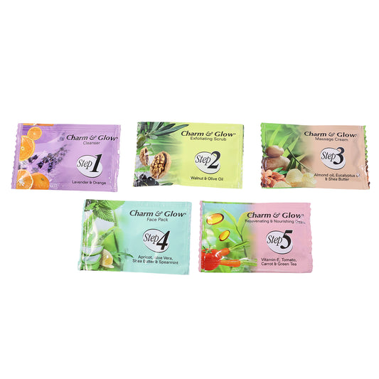 Charm Glow 5-step Herbal Facial Kit (1 Pc)
