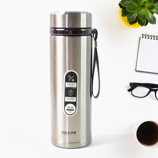 13041 Stainless Steel Vacuum Insulated Water Bottle Cup Leak Proof Flask For Tea Coffee Reusable Water Bottle With Hanging Strap Bottle For Hot Cold Drinks Wide Mouth Water Flask (900 Ml Mix Color)