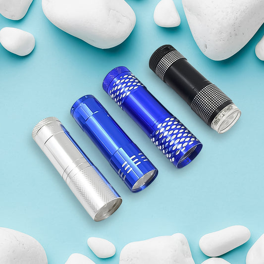 Portable Mini Torch Super-bright Mini 9 Led Bulb Pocket Torches - Torch Flashlight For Camping Hiking Diy Travelling Outdoors And More 3 Battery Operated (Battery Not Included 1 Pc Mix Color)