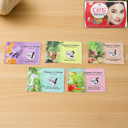 Charm Glow 5-step Herbal Facial Kit (1 Pc)