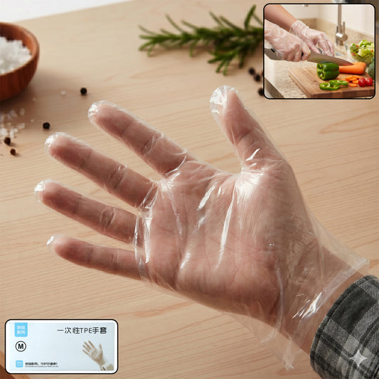 Disposable Clear Plastic Gloves (100 Pc Medium)