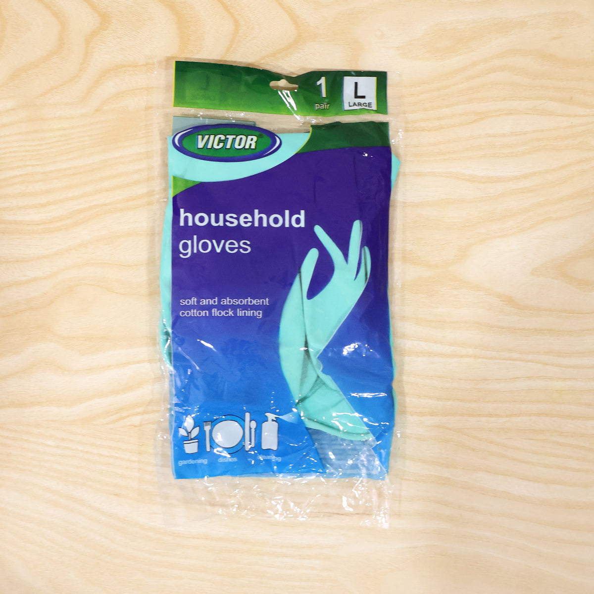 Large Victor Green Cleaning Rubber Gloves Reusable Kitchen Dishwash (1 Pair)