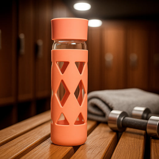 Glass Water Bottle With Protective Sleeve - (1 Pc 480 Ml)