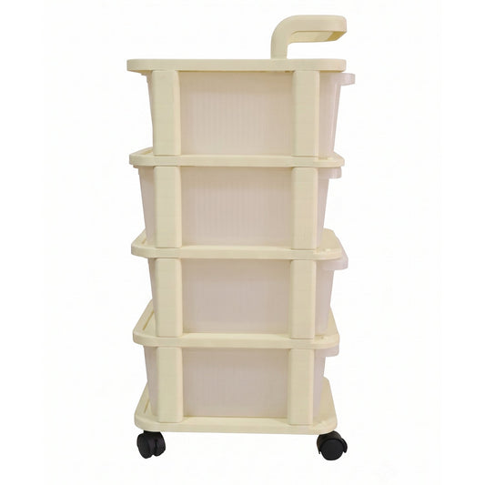 4-tier Plastic Storage Trolley With Wheels Rolling Drawer Organizer Cart (1 Pc)