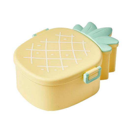 5729 Kids Lunch Box Cute Pineapple Shaped Bento Box With Fork Spoon Snack Candy Container Microwave Portable Office Lunch Box (1 Pc With Spoon Fork Color Box)