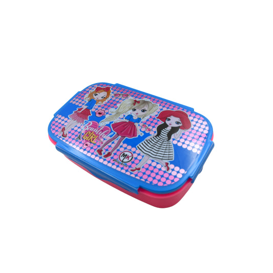 5983 Cartoon Printed Plastic Lunch Box With Inside Small Box Spoon For Kids Air Tight Lunch Tiffin Box For Girls Boys Food Container Specially Designed For School Going Boys And Girls