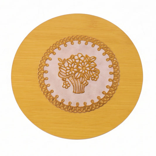 Wooden Heat Resistant Round Coaster Protects Surfaces Prevents Heat Marks