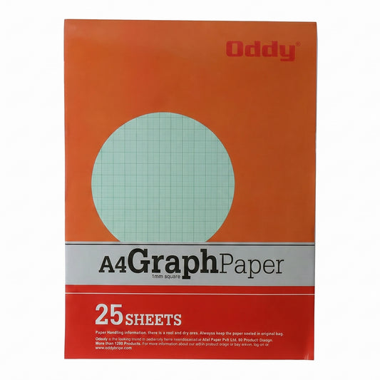 Oddy A4 Graph Paper 1mm Square Grid (25 Sheets Pad)